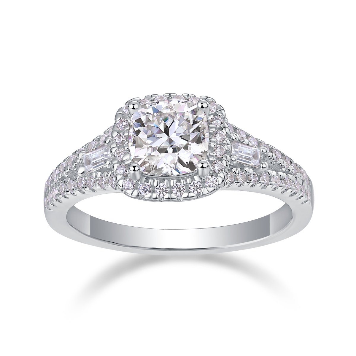 Day By Day Moissanite Wedding Ring Set | S925 Sterling Silver Platinum-Plated Bridal Band - Image 2