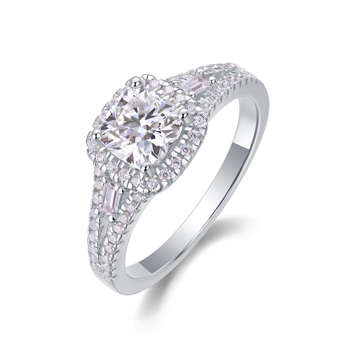 Day By Day Moissanite Wedding Ring Set | S925 Sterling Silver Platinum-Plated Bridal Band
