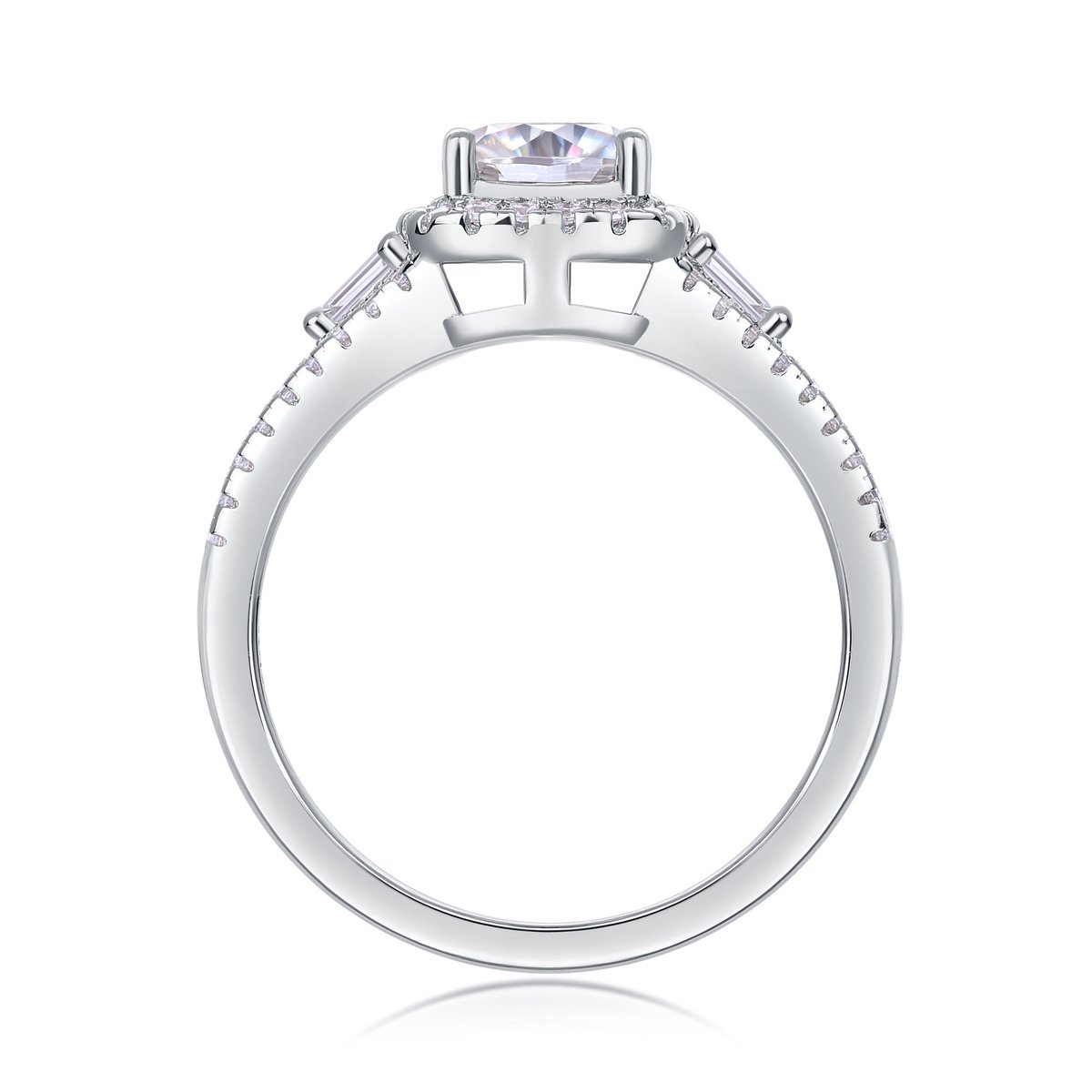 Day By Day Moissanite Wedding Ring Set | S925 Sterling Silver Platinum-Plated Bridal Band - Image 8