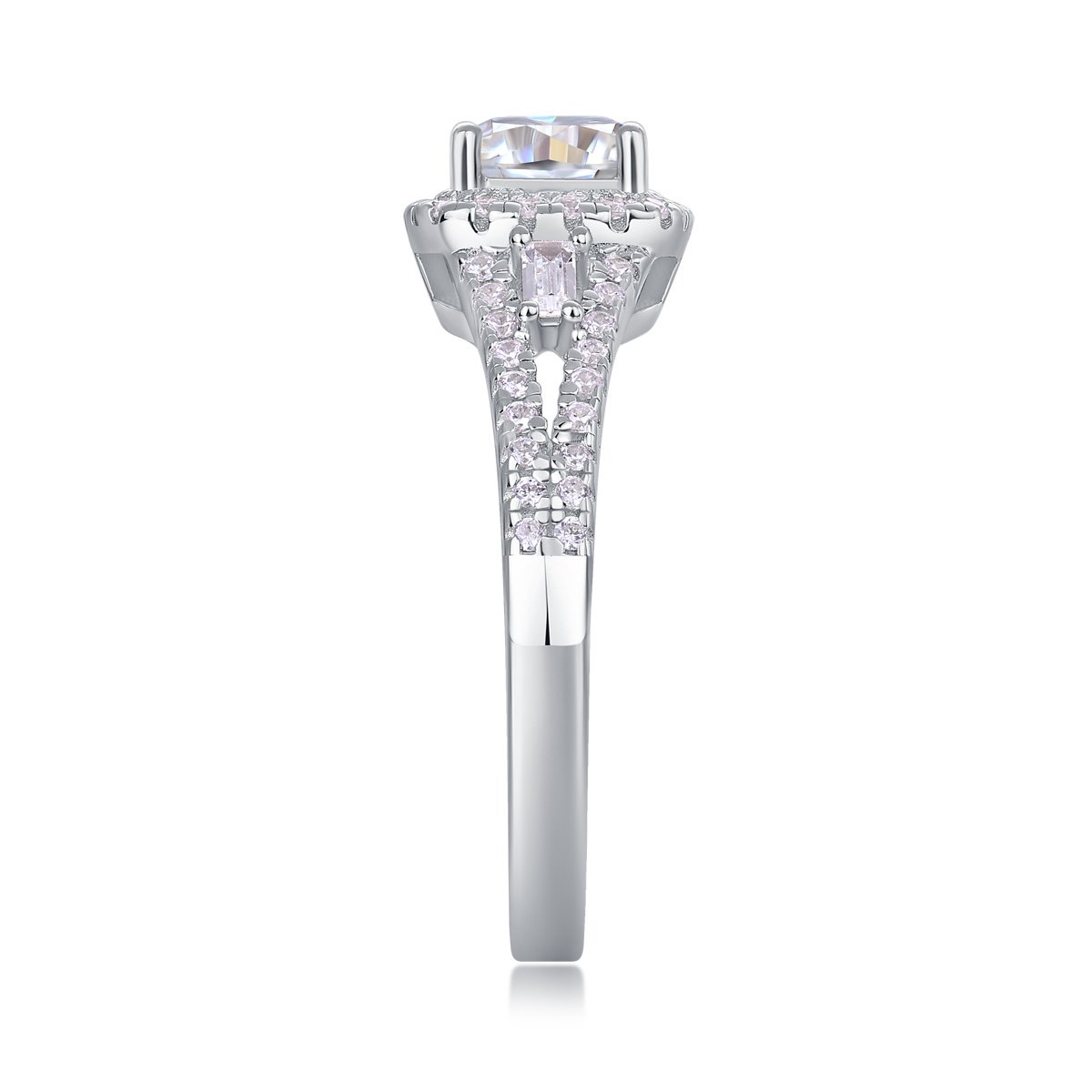 Day By Day Moissanite Wedding Ring Set | S925 Sterling Silver Platinum-Plated Bridal Band - Image 6