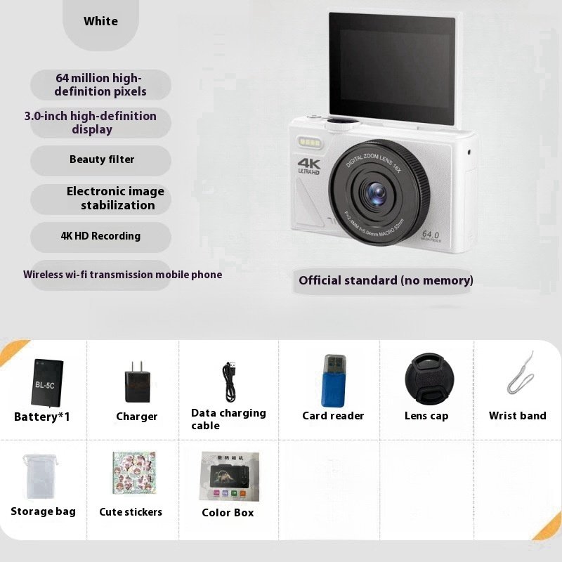 64MP HD Student Entry-Level Mirrorless CCD Camera | Portable Retro Vlogging Cam - Image 10