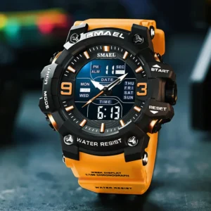 Watch Sport LED Light Alarm Clock Dual Time Display WaterproofWeek Auto Date Wristwatches Quartz