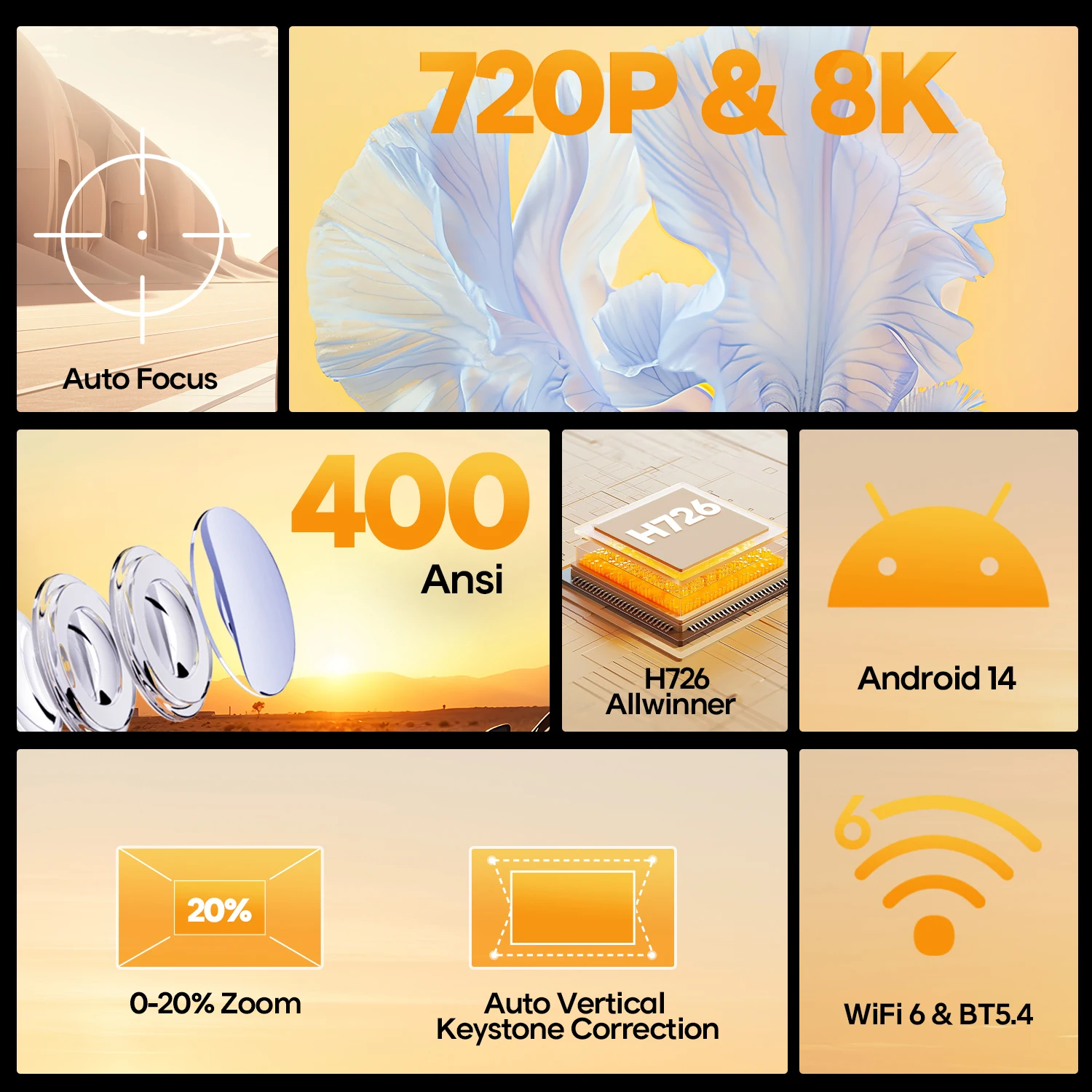 Magcubic HY300 Max Android 14 Projector | 4K Support & Auto-Focus | Portable Outdoor Cinema - Image 2