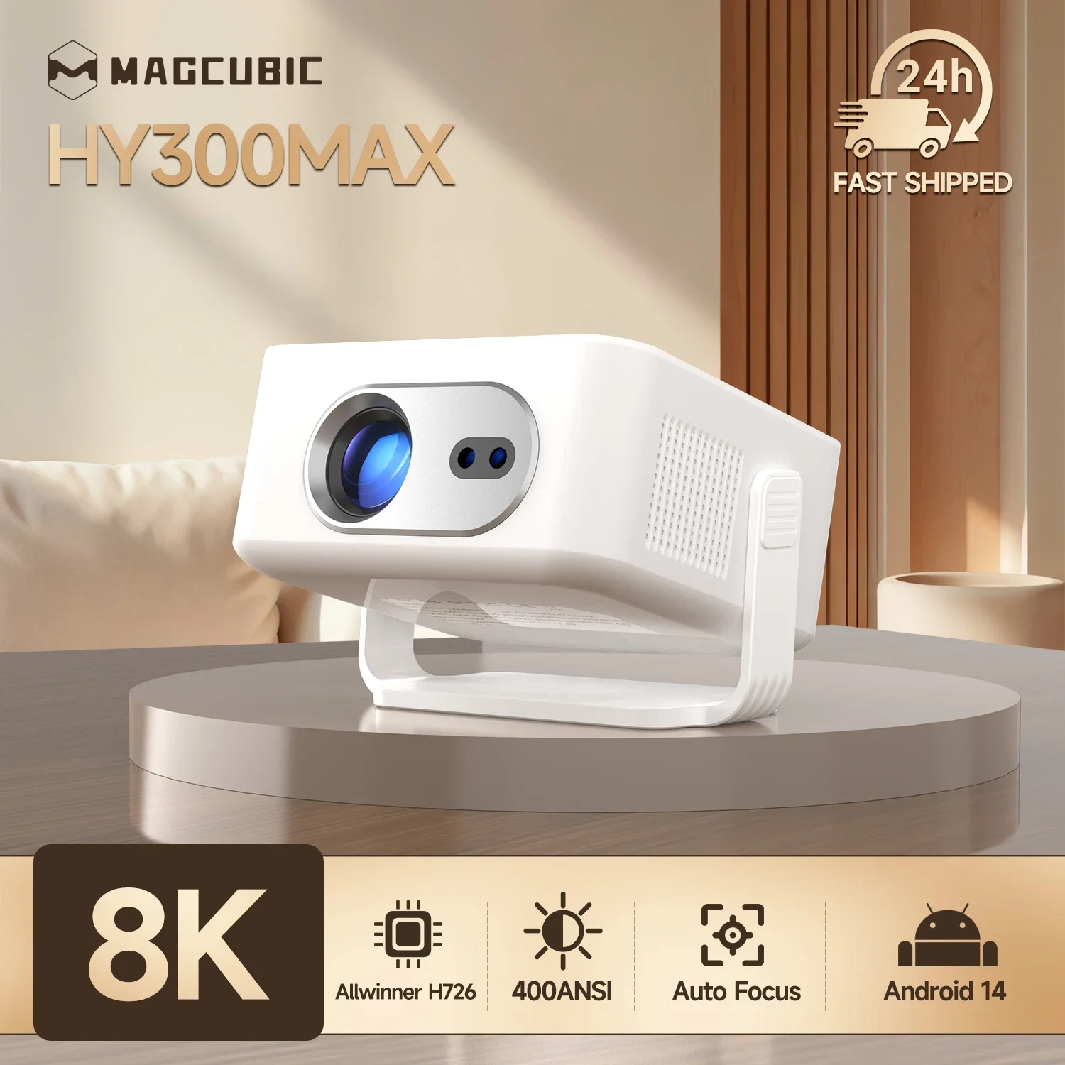 Magcubic HY300 Max Android 14 Projector | 4K Support & Auto-Focus | Portable Outdoor Cinema