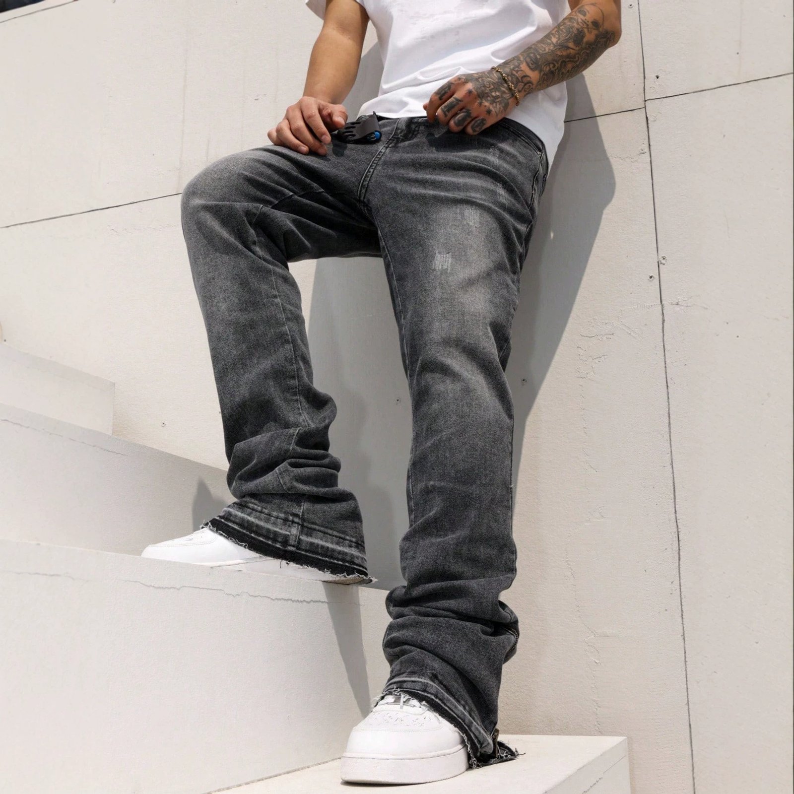 Men's Relaxed-Fit Slightly Flared Jeans - Stretchy Straight-Leg Denim - Image 7