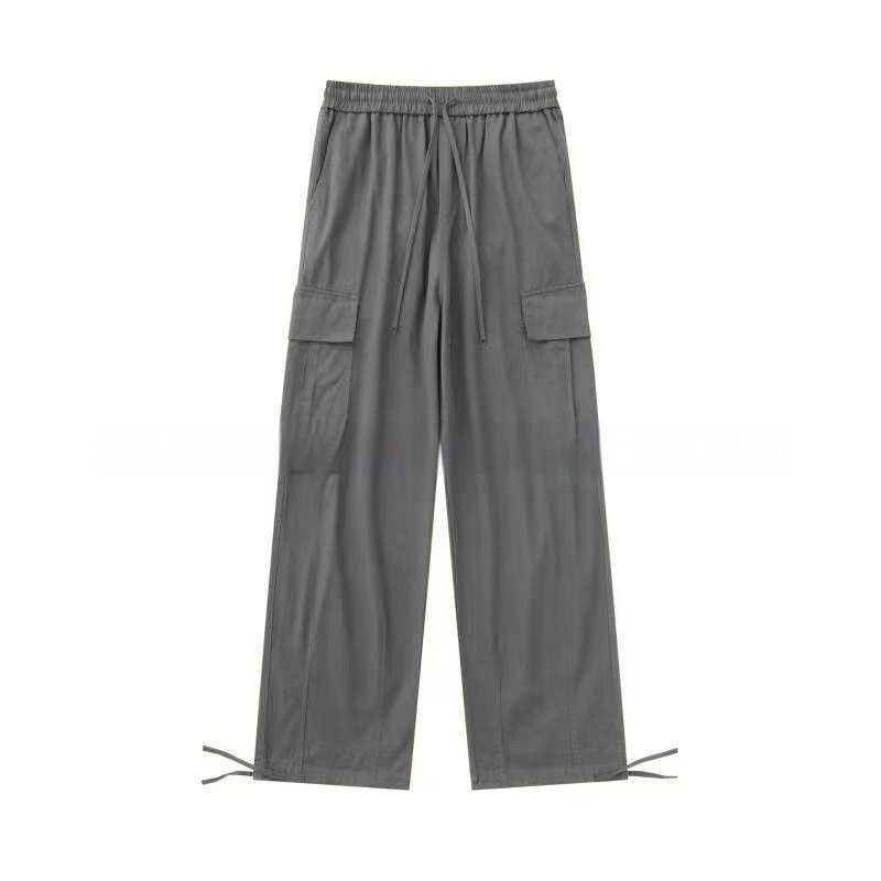 Men's Loose Fit Cargo Pants | Straight Leg Drawstring Utility Trousers - Image 10