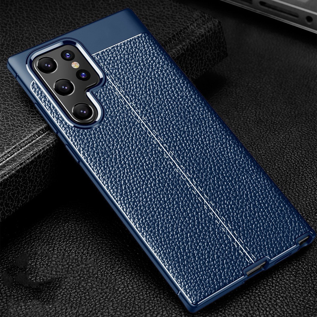 Leather Grain Phone Case for Samsung Galaxy S22 Ultra S22 Plus | Silicone Shockproof Anti-Fall Cover - Image 2