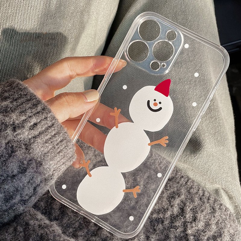 Snowman Clear Phone Case with Bracket Stand for iPhone 14 13 12 11 X - Image 3