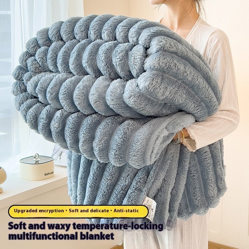 Solid Color Velvet Throw Blanket: Thickened Warm Nap Blanket for Sofa & Bed - Image 10