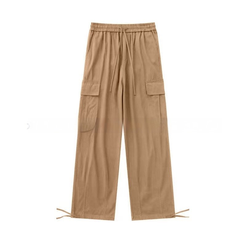 Men's Loose Fit Cargo Pants | Straight Leg Drawstring Utility Trousers - Image 9
