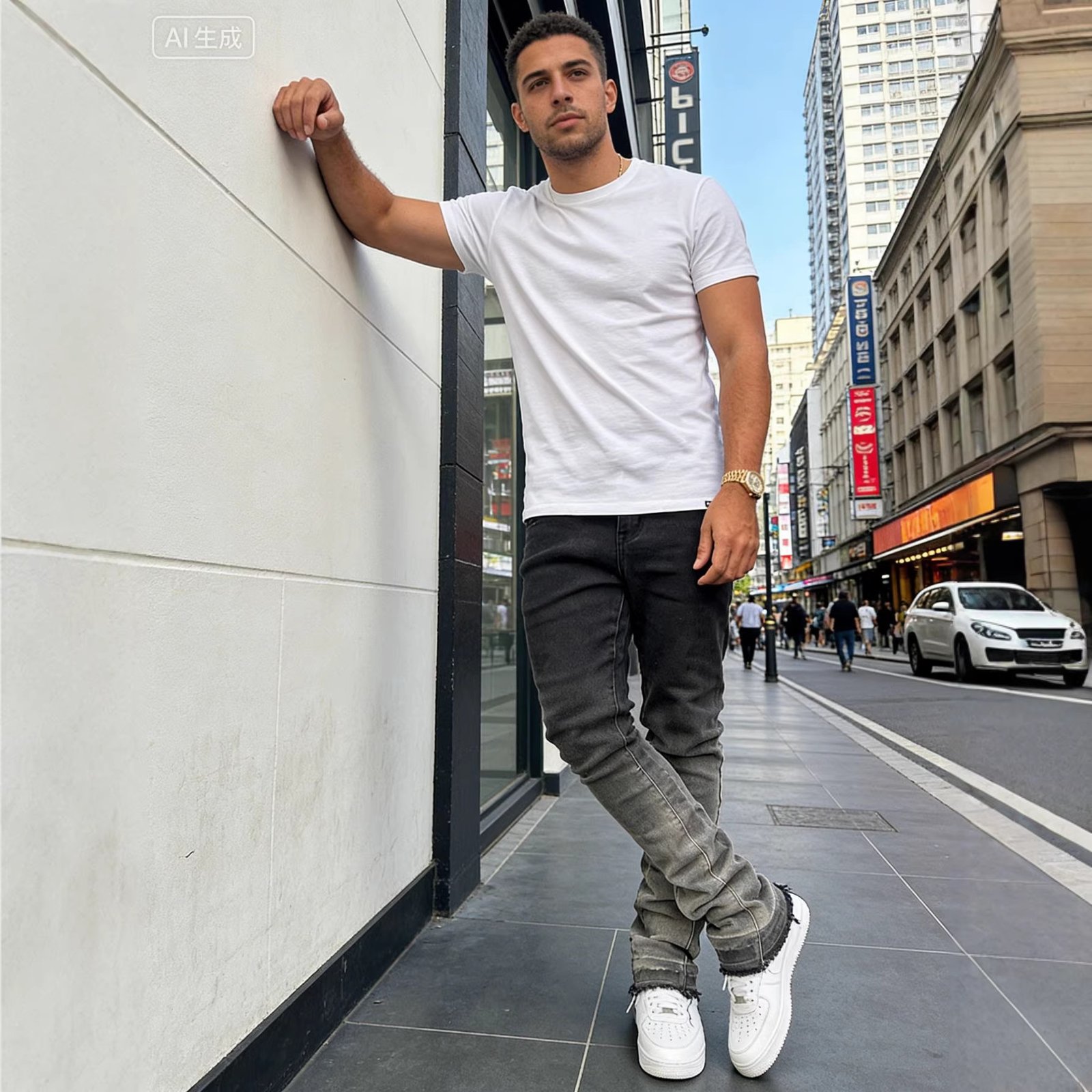 Men's High-Street Gradient-Washed Jeans - Modern Straight-Leg Denim - Image 3