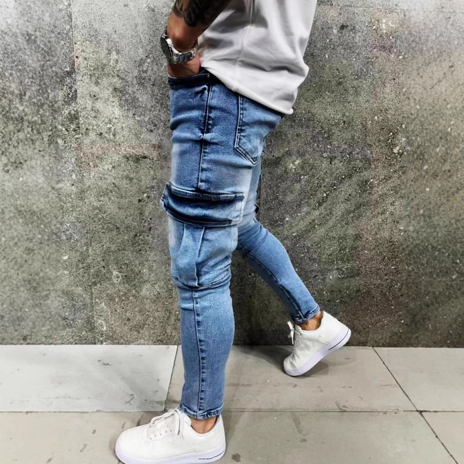 Men's Leopard Print Denim Jeans - Trendy Slim-Fit Fashion Pants - Image 4