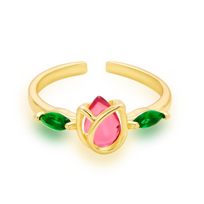 Vintage Tulip Flower Ring | Trendy Aesthetic Floral Statement Jewelry - Image 10