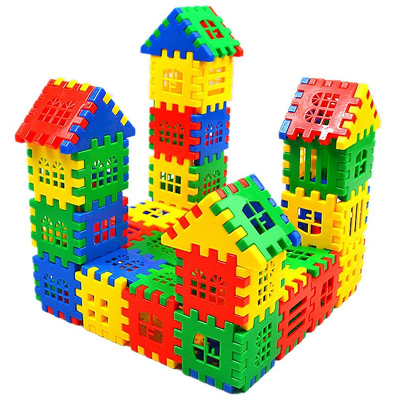 Kids' Wooden House Building Blocks: Educational STEM Construction Toy Set