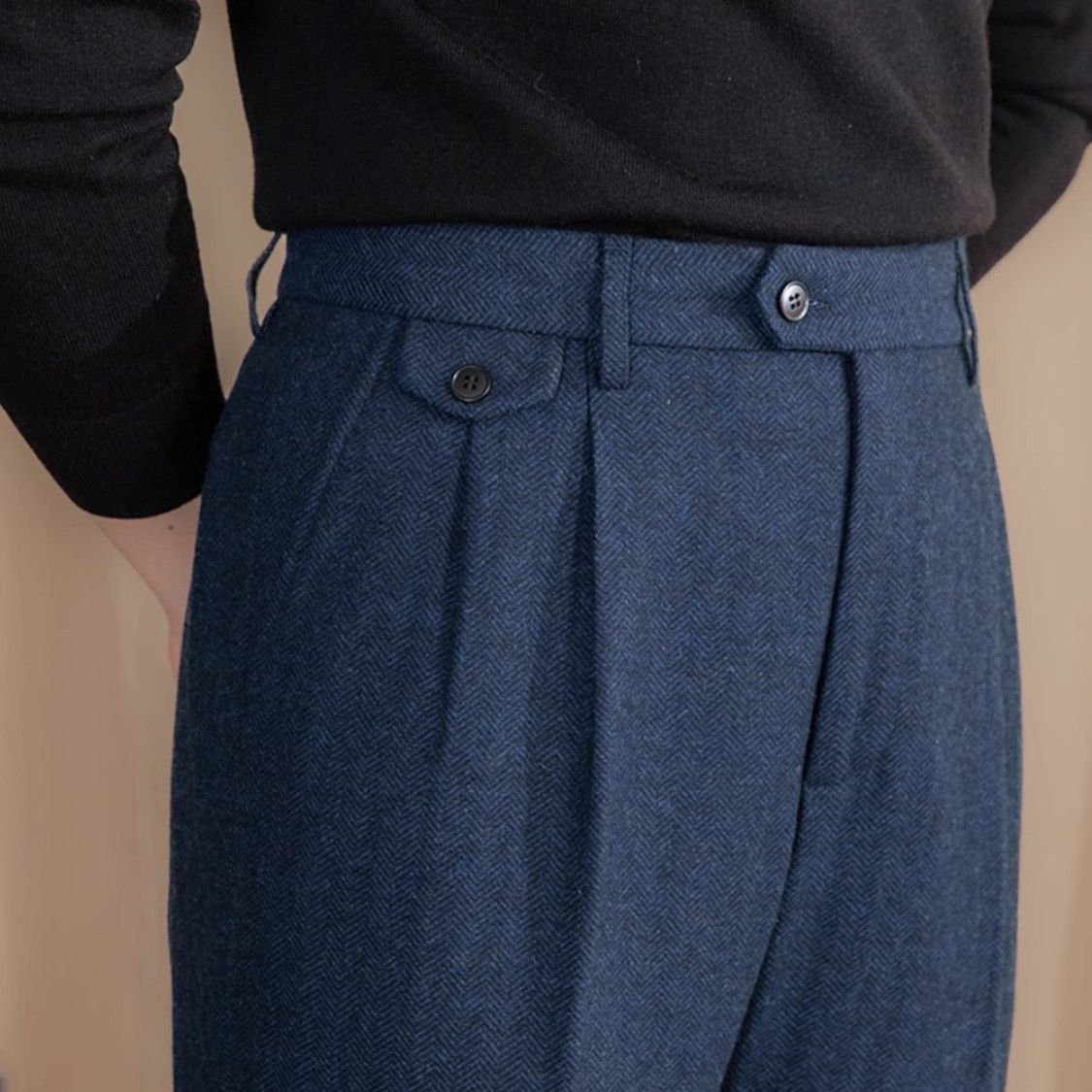 Men's Italian Herringbone Cropped Trousers | Smart Casual Pants - Image 4