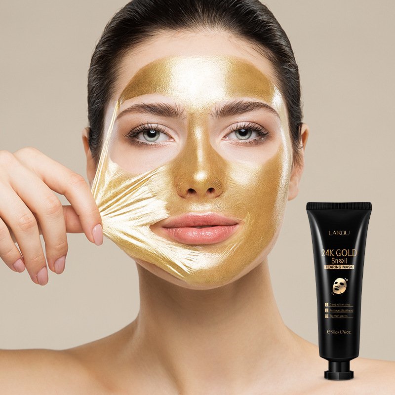 Gold Foil Snail Hydrating Tear-Off Peel-Off Face Mask - Image 3