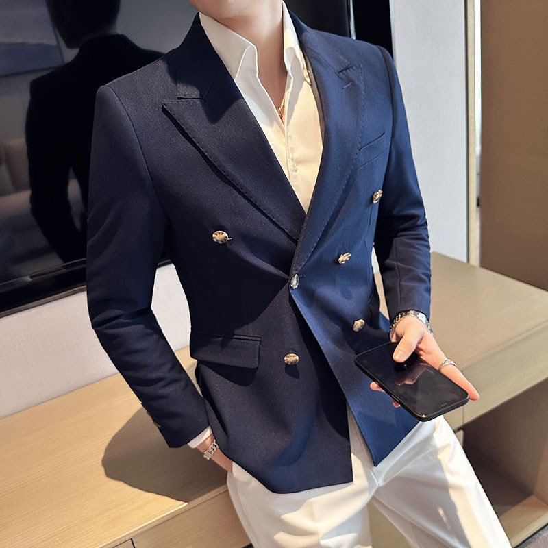 Men's White Casual Double-Breasted Jacket | Smart Fit Lightweight Blazer - Image 3