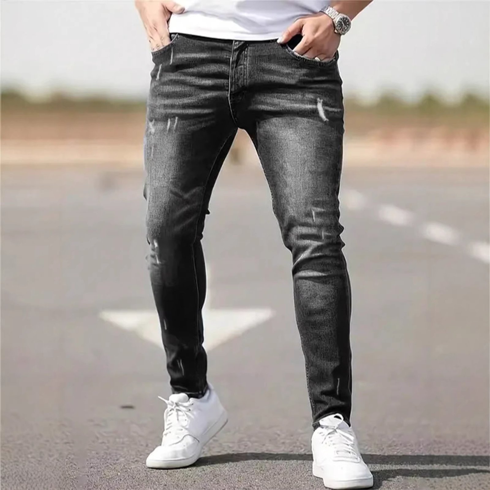 Men's American-Style Skinny Jeans - Slim-Fit Versatile Denim - Image 4