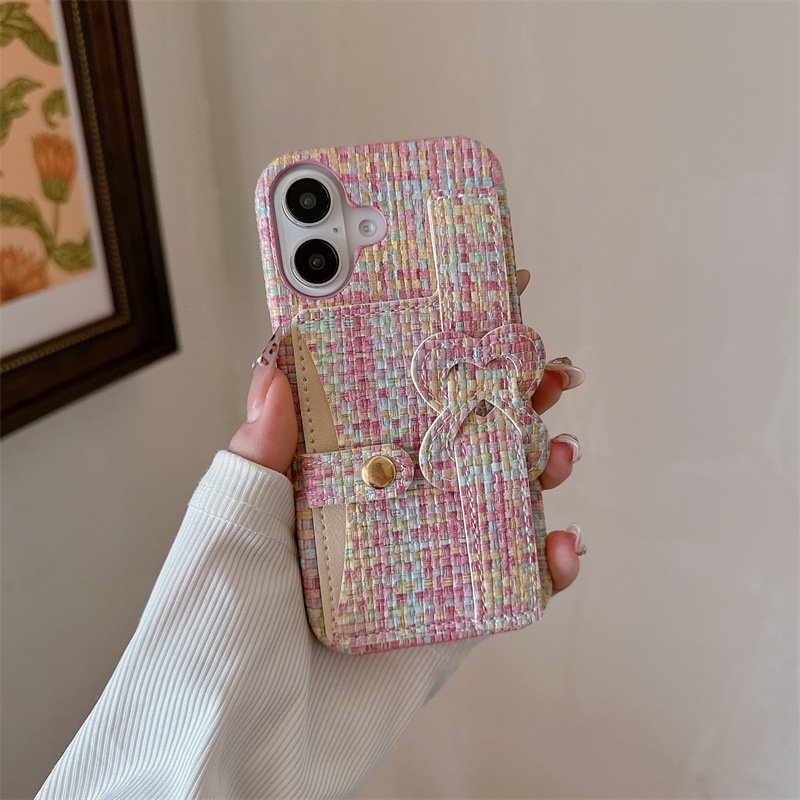 Woven Heart-Shaped Phone Cardholder for iPhone 14/15/16/17 - Image 4