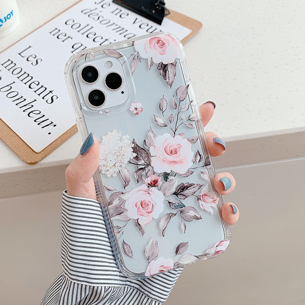 Banana Leaf Watercolor Flowers Protective Phone Case for iPhone 7 8 X 11 12 Pro Max - Image 2