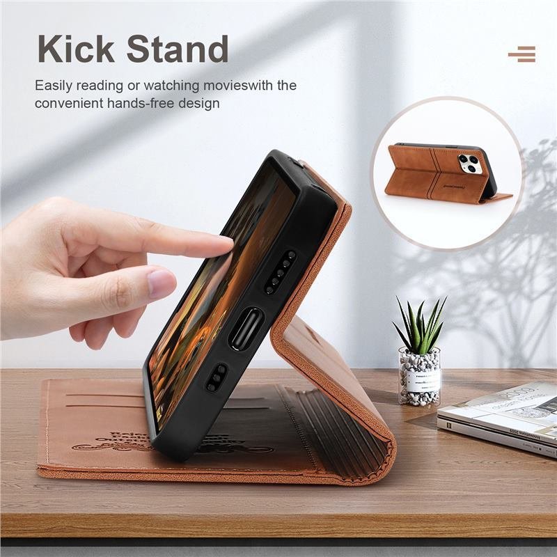 Premium Skin-Feel Magnetic Flip Leather Wallet Case for iPhone 13, 12, 11, X, 8, 7 - Image 2