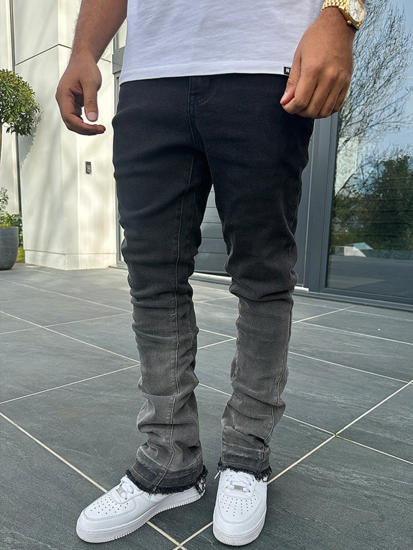 Men's High-Street Gradient-Washed Jeans - Modern Straight-Leg Denim - Image 4