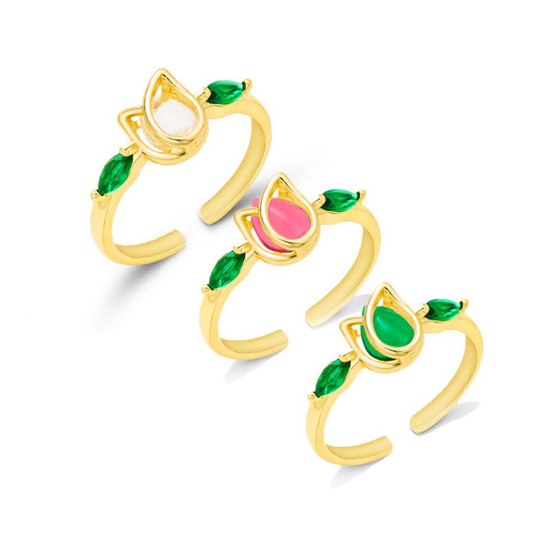 Vintage Tulip Flower Ring | Trendy Aesthetic Floral Statement Jewelry - Image 6