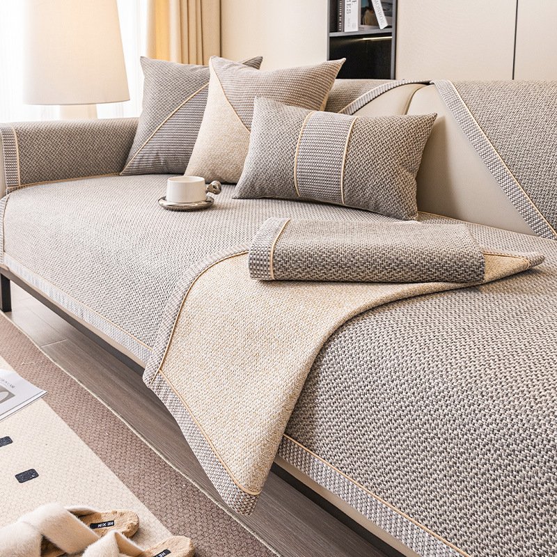 Japanese Cotton Linen Sofa Cushion | All-Season Woven Couch Cover