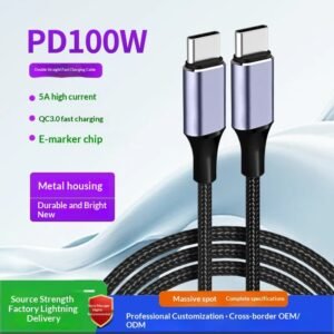 60W Fast-Charging USB-C to USB-C Cable – Dual-Port Durable Data Sync Cord