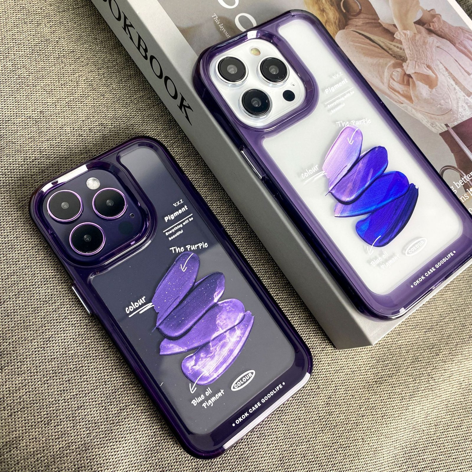 Dark Purple Clear Acrylic Space Case for iPhone 14 13 12 11 XR X 8 7