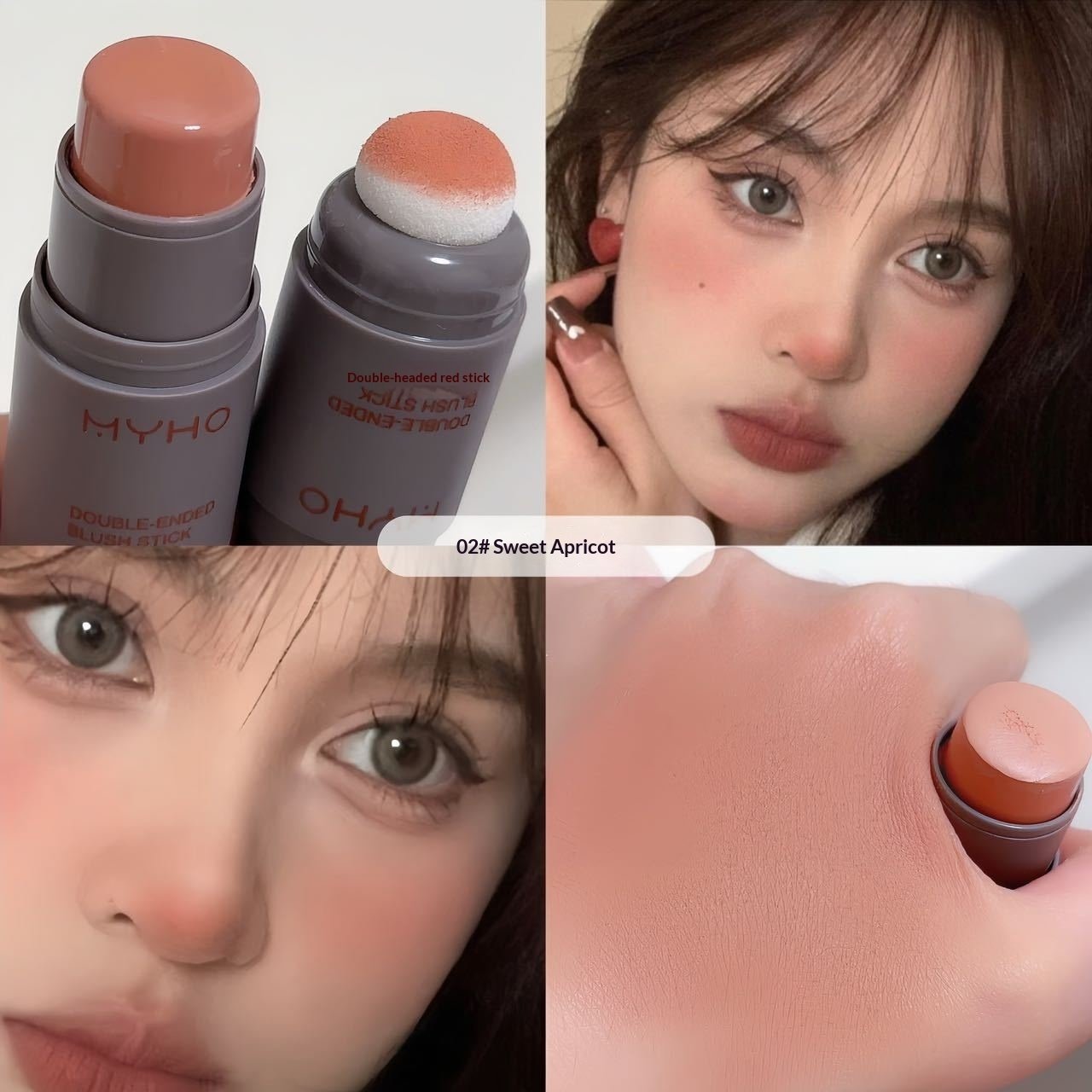 Dual-Head Blush Stick with Makeup Puff | Creamy Matte Natural Nude Cheek Contour - Image 8