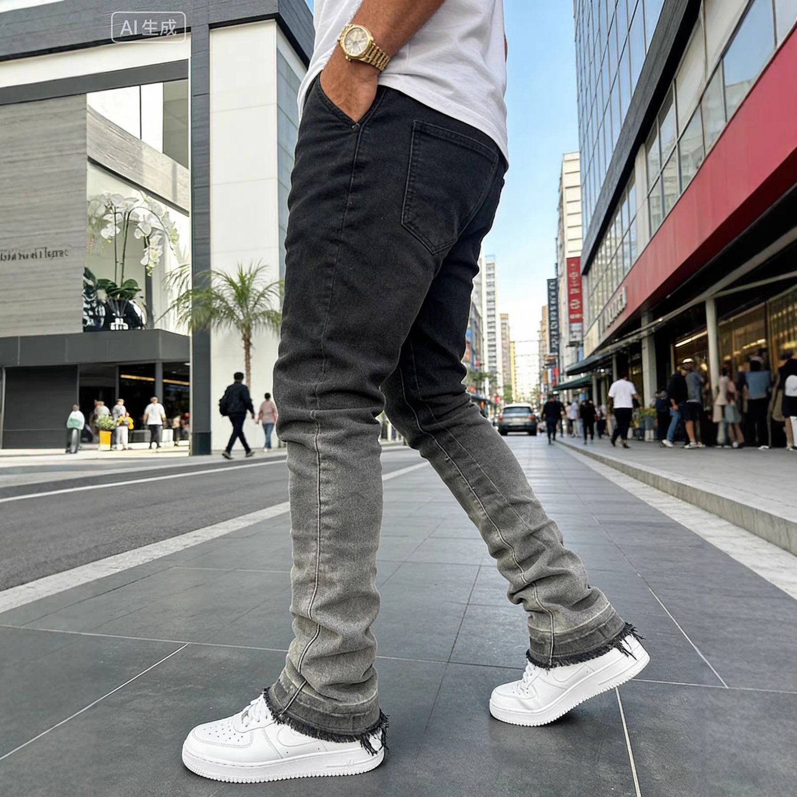 Men's High-Street Gradient-Washed Jeans - Modern Straight-Leg Denim - Image 5