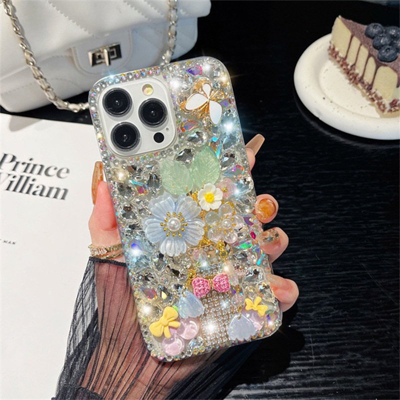 Rhinestone Flower Bow Tie Phone Case for iPhone 16 15 14 13 | Cute Shell Cover - Image 7