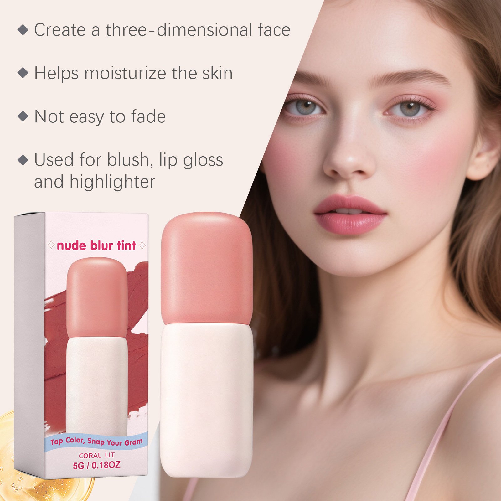 2-in-1 Liquid Matte Blush and Lip Gloss | Silky Lightweight Makeup Tint - Image 3