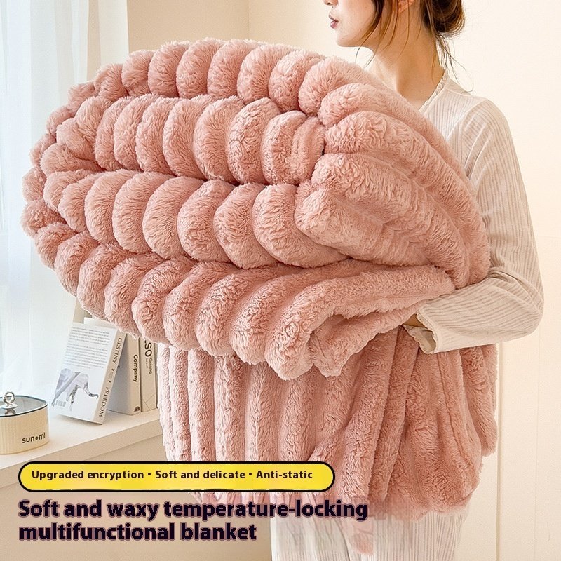 Solid Color Velvet Throw Blanket: Thickened Warm Nap Blanket for Sofa & Bed - Image 3
