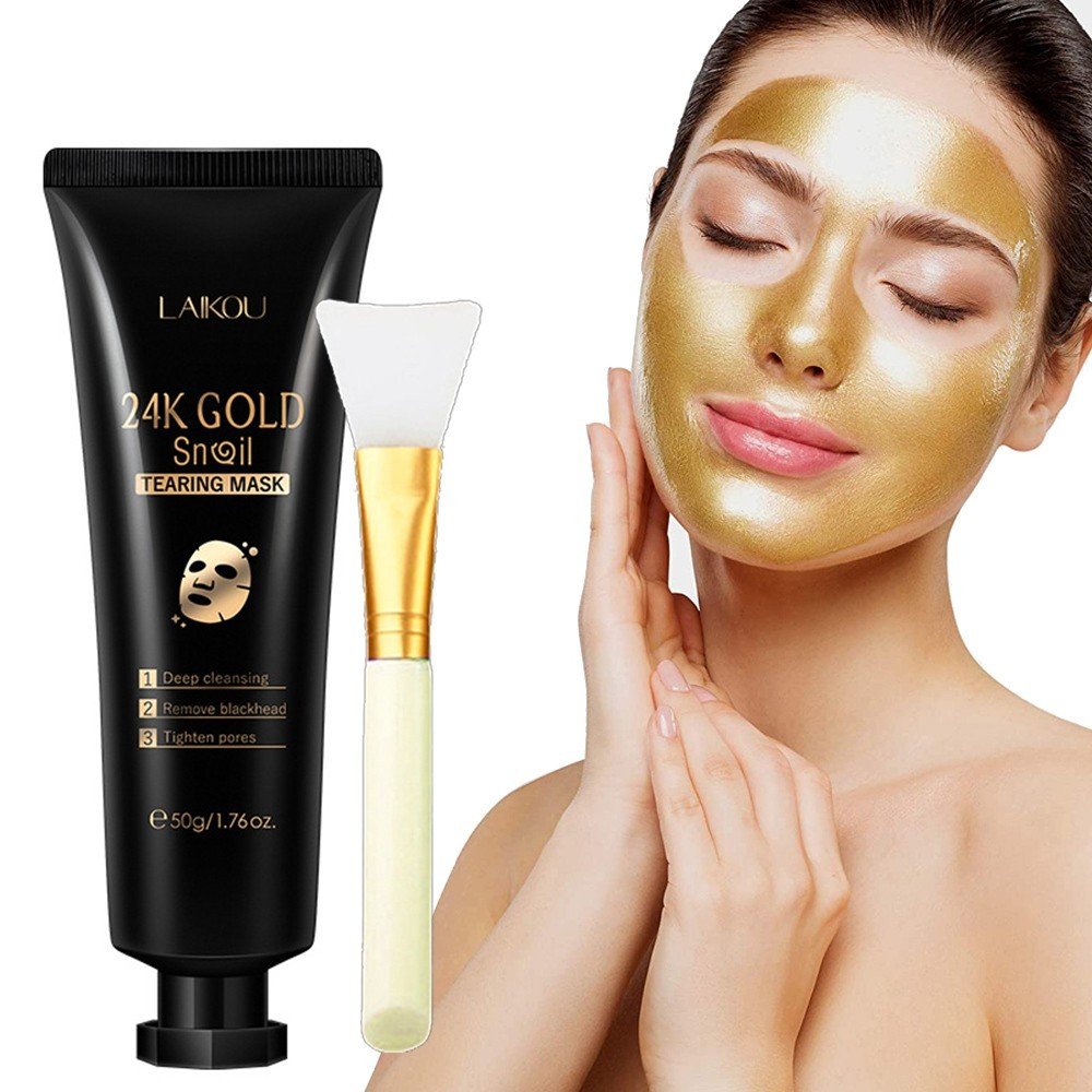 Gold Foil Snail Hydrating Tear-Off Peel-Off Face Mask - Image 5