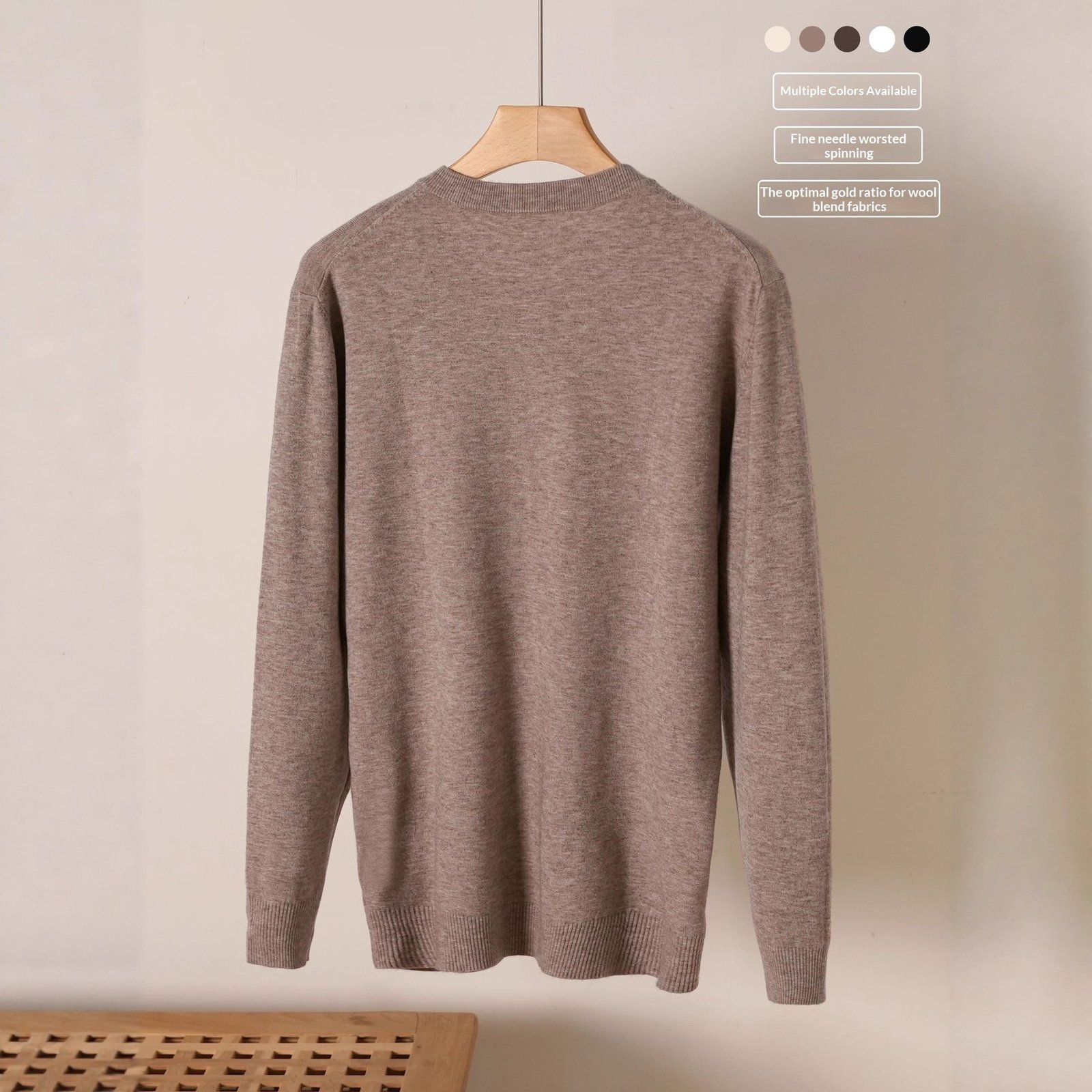 Men's V-Neck Wool Sweater: Classic Knitted Pullover Top - Image 8