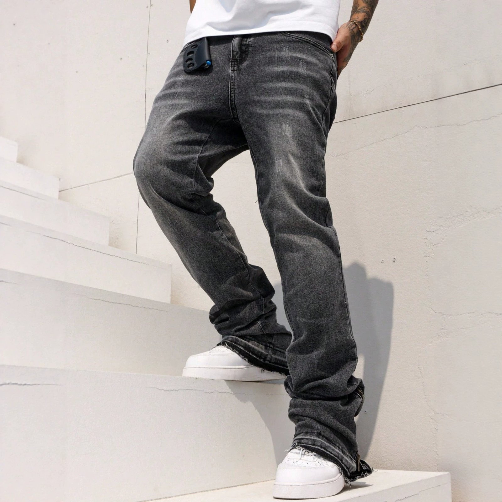 Men's Relaxed-Fit Slightly Flared Jeans - Stretchy Straight-Leg Denim