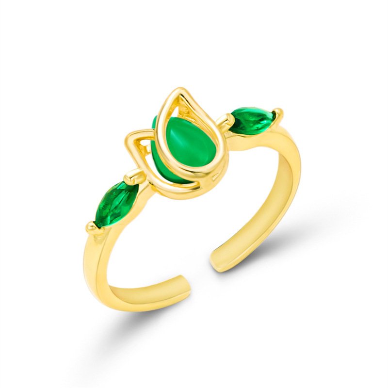 Vintage Tulip Flower Ring | Trendy Aesthetic Floral Statement Jewelry - Image 9