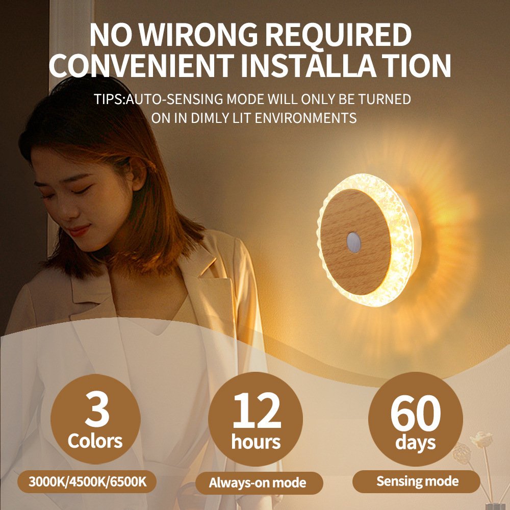 Smart Wireless Motion-Sensor LED Wall Light – Rechargeable Magnetic Bedside Night Light