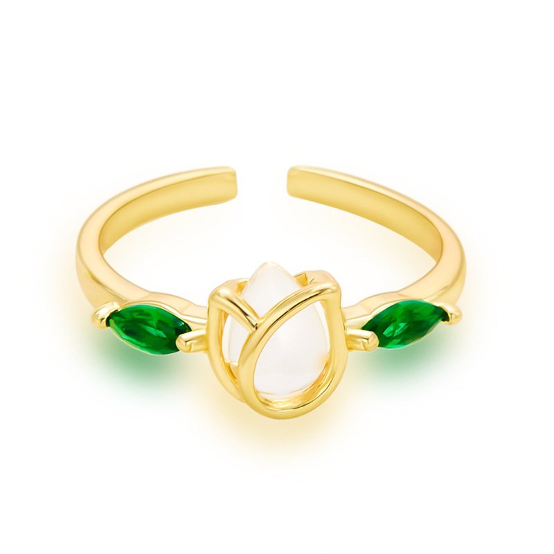 Vintage Tulip Flower Ring | Trendy Aesthetic Floral Statement Jewelry - Image 8