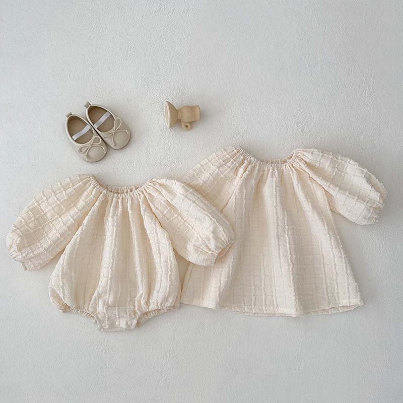 Spring & Autumn Baby Plaid Jumpsuit – Cozy Solid-Color Romper