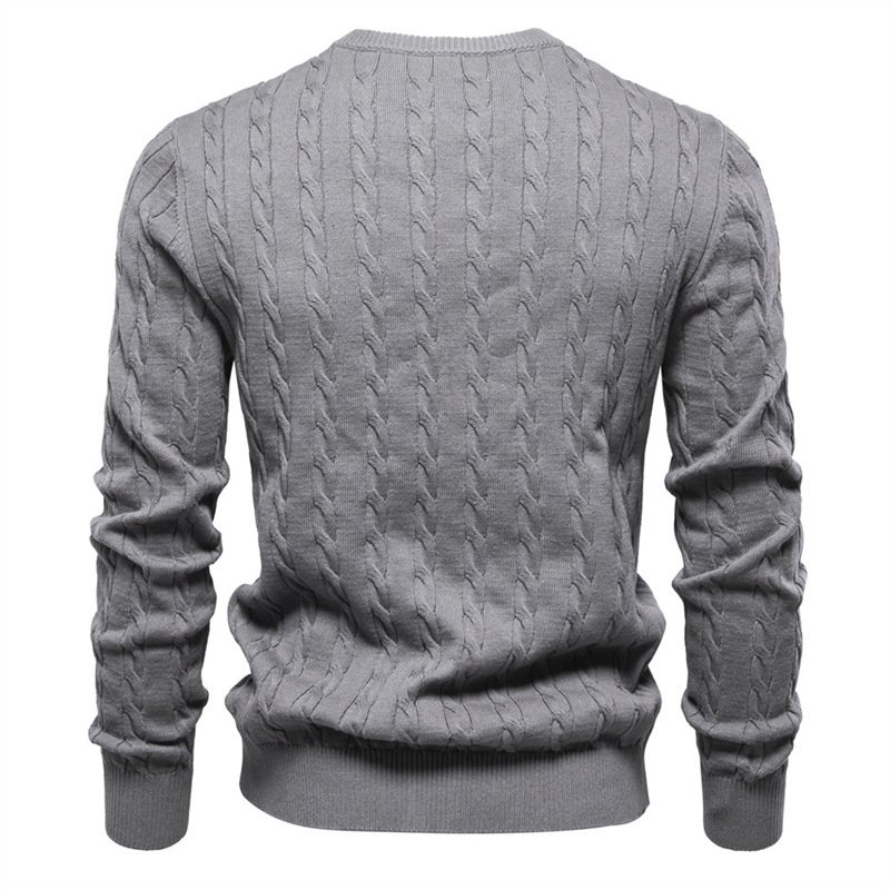 Men's Embroidered Deer Knitted Sweater | Casual Solid Color Crewneck - Image 5