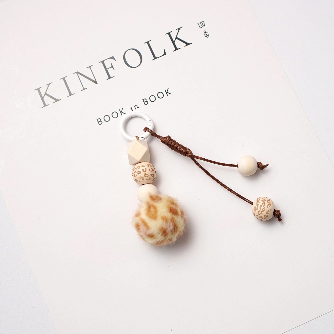 Wooden Bead Pompom Keychain | Boho Sweet Bag Charm Accessories - Image 3