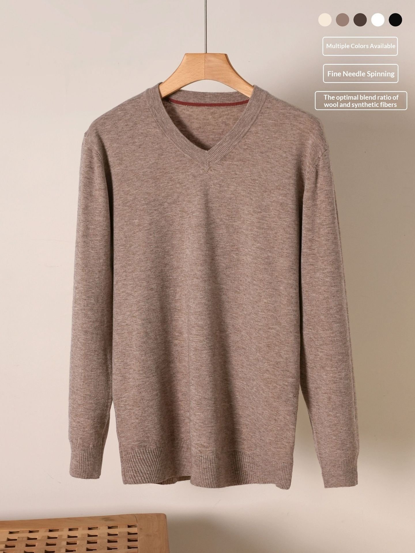Men's V-Neck Wool Sweater: Classic Knitted Pullover Top - Image 10