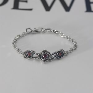 Elegant Rhinestone Rose Floral Charm Bracelet for Women
