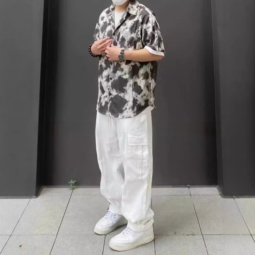 Men's Loose Fit Cargo Pants | Straight Leg Drawstring Utility Trousers