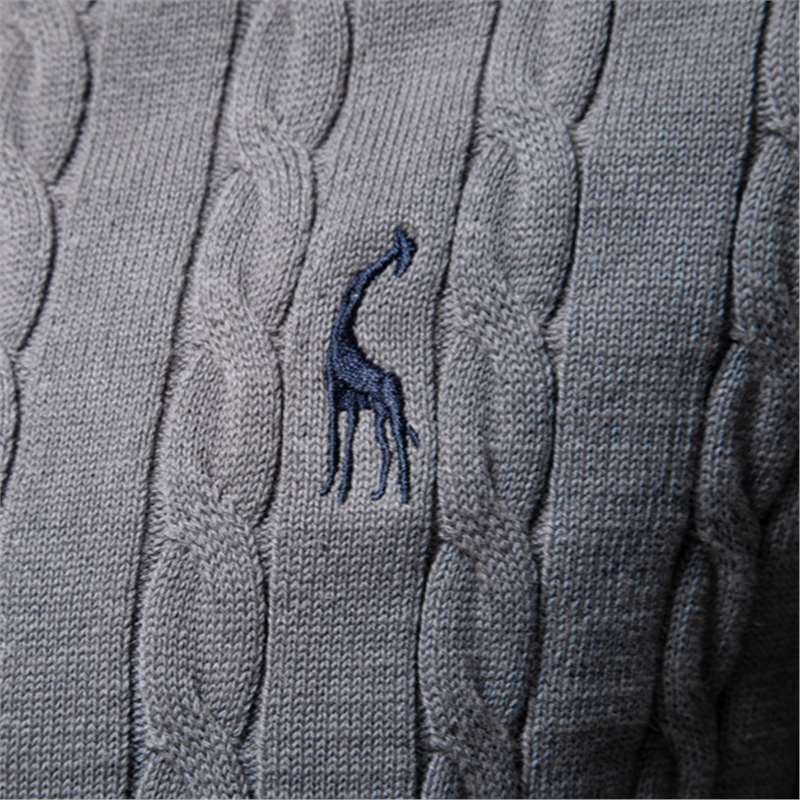 Men's Embroidered Deer Knitted Sweater | Casual Solid Color Crewneck - Image 7