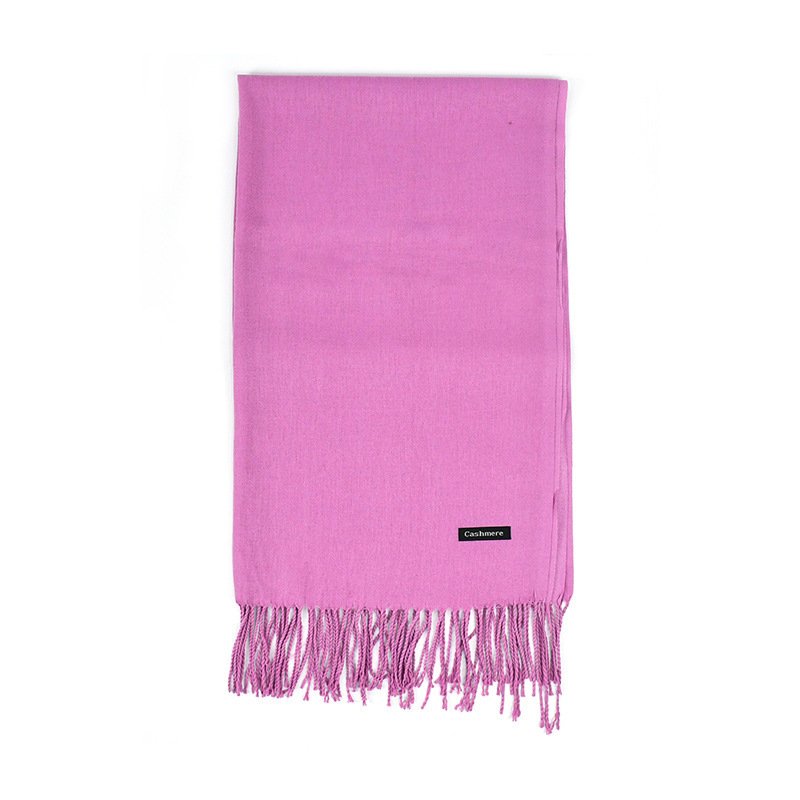 Women's Solid Color Winter Scarf: Cozy Pashmina Shawl with Tassels - Image 2