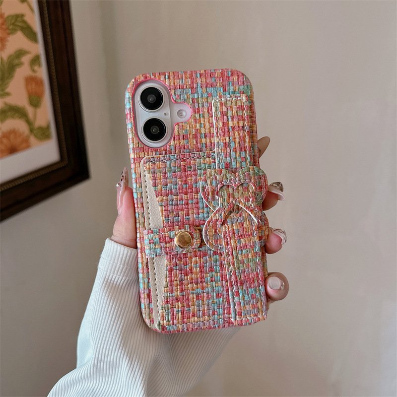 Woven Heart-Shaped Phone Cardholder for iPhone 14/15/16/17 - Image 5